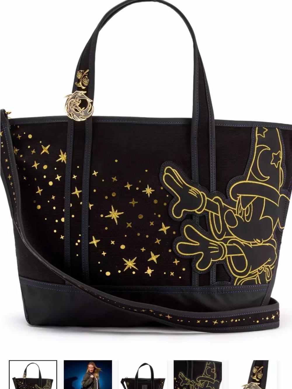 DISNEY Black & Gold Mickey Sorcerer Tote Bag